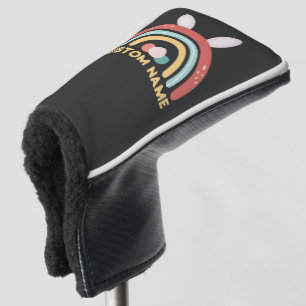 Custom Name Rainbow Egg Bunny Ear Cute Easter Golf Head Cover