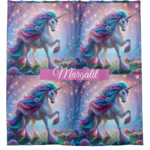 Custom Name Rainbow Faux Glitter Unicorn