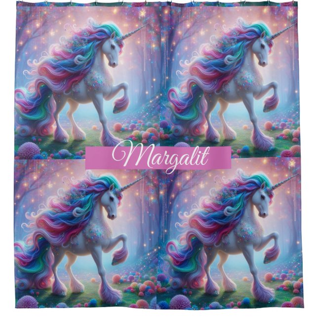 Custom Name Rainbow Faux Glitter Unicorn (Front)