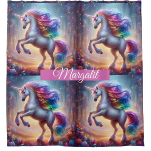 Custom Name Rainbow Faux Glitter Unicorn