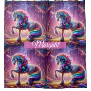 Custom Name Rainbow Faux Glitter Unicorn