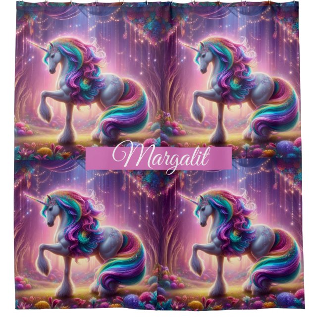 Custom Name Rainbow Faux Glitter Unicorn (Front)