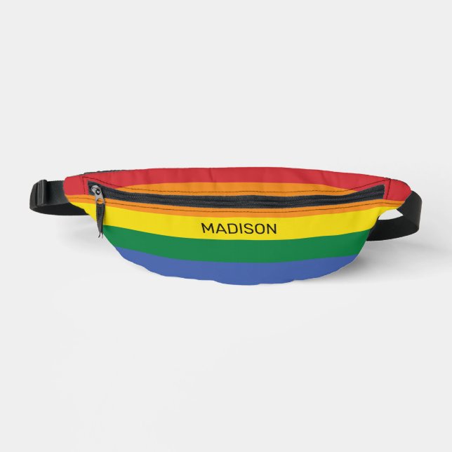 Custom Name Rainbow Flag Fanny Pack (Front)