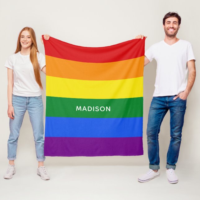 Custom name Rainbow Flag fleece blankets (In Situ)