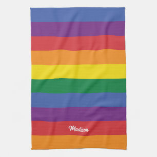 Custom Name Rainbow Flag Kitchen Towel