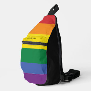 Custom Name Rainbow Flag Sling Bag