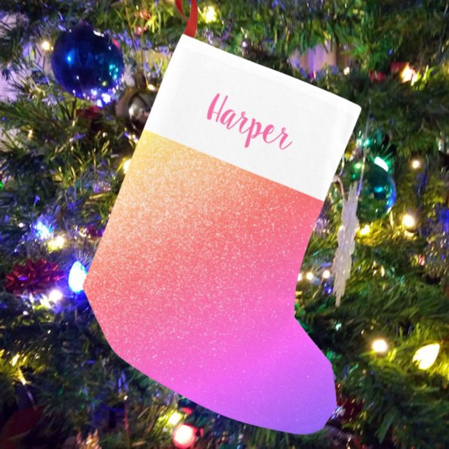 Custom Name Rainbow Glitter  Small Christmas Stocking (Creator Uploaded)