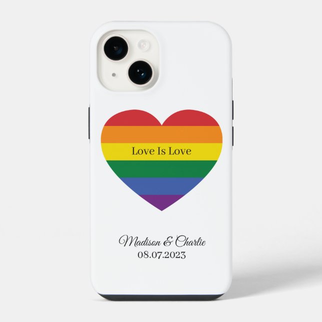 Custom Name Rainbow Heart iPhone Case (Back)