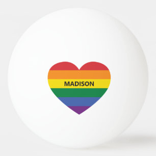 Custom Name Rainbow Heart Ping Pong Ball