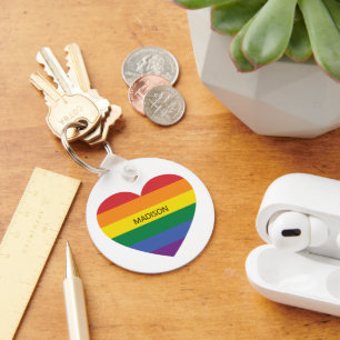 Custom Name Rainbow Love Keychain