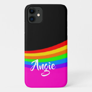 Custom name rainbow patterned iPhone 11 case