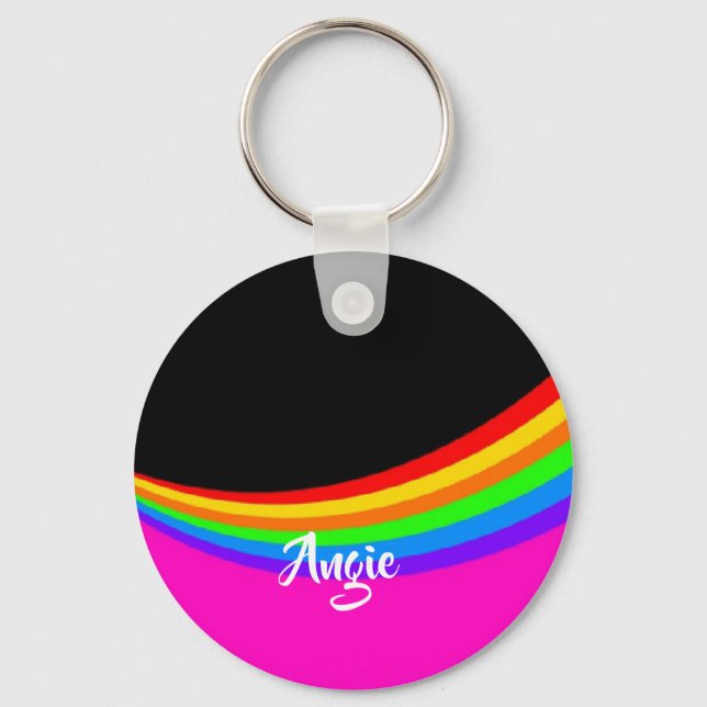 Custom name rainbow patterned keychain (Front)
