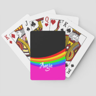 Custom name rainbow patterned playing cards