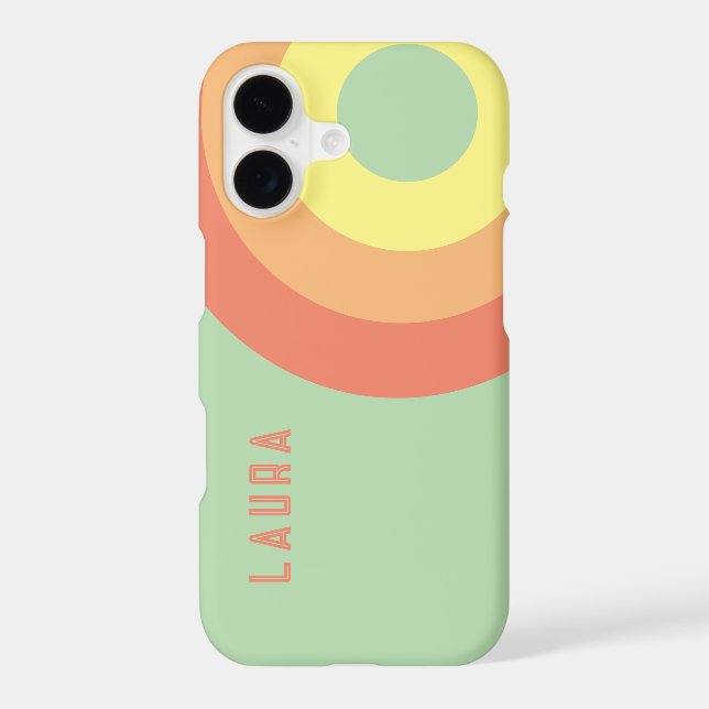 Custom name Rainbow Target – pink, Peach green (Back)