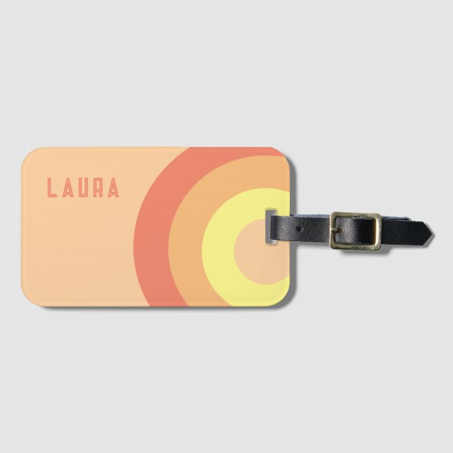 Custom name Rainbow Target – pink, Peach  Luggage Tag (Front Horizontal)