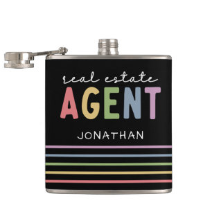 Custom Name Real Estate Agent   Realtor Gift Hip Flask