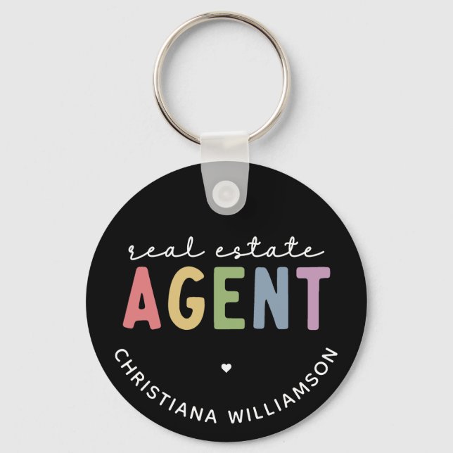 Custom Name Real Estate Agent | Realtor Gifts Keychain (Front)