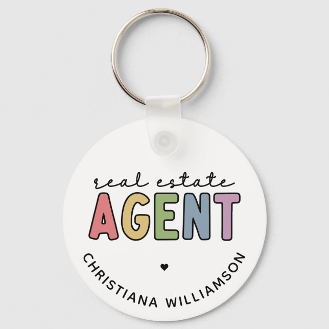 Custom Name Real Estate Agent | Realtor Gifts Keychain (Front)