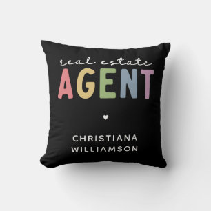 Custom Name Real Estate Agent   Realtor Gifts Throw Pillow