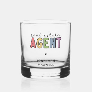 Custom Name Real Estate Agent Realtor Gifts Whiskey Glass