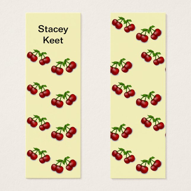 Custom name red cherry fruits bookmark (Front & Back)