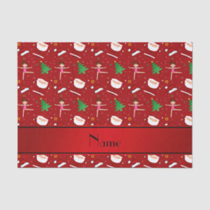 Custom name red christmas gymnastics santas tissue paper