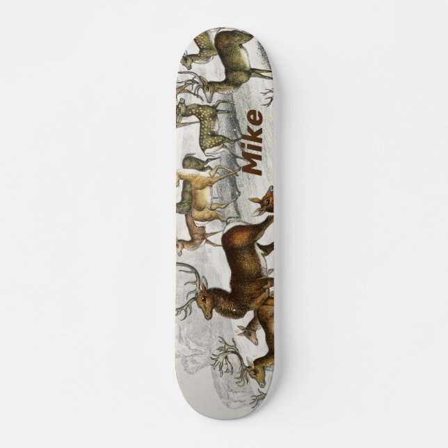 Custom Name Red Deer Hart, Hind, Roebuck Musk Deer Skateboard (Front)