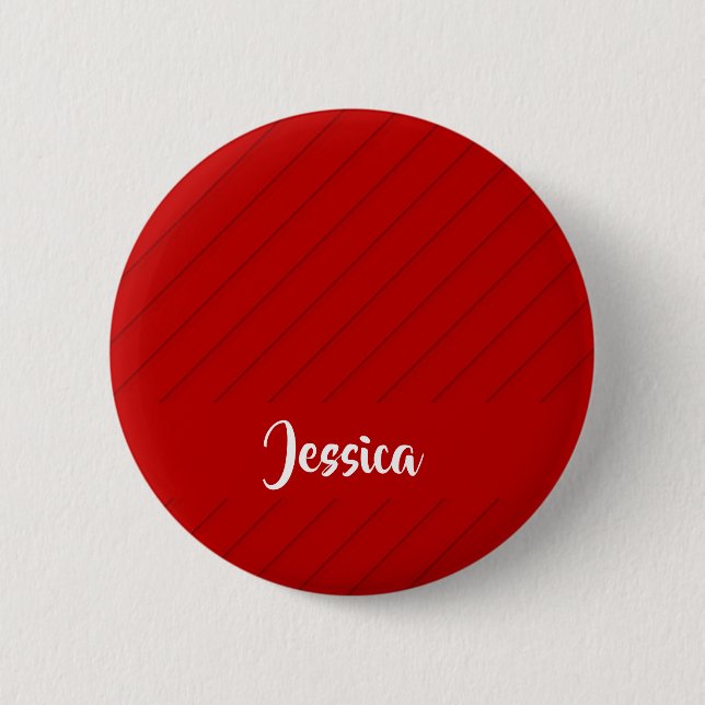 Custom name red diagonal plastic textured 2 inch round button (Front)