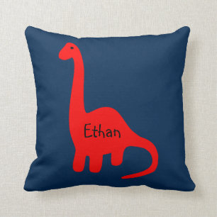 Custom Name "Red Dinosaur" Pillow