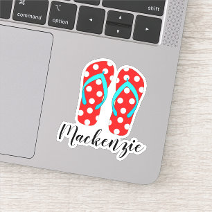 Custom Name Red Flip Flops Summer Beach