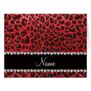 Custom name red glitter leopard spots