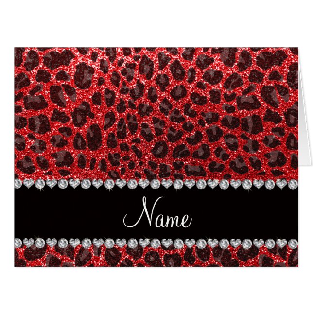 Custom name red glitter leopard spots (Front Horizontal)