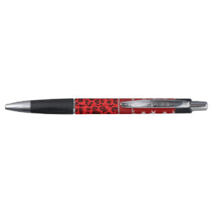 Custom name red leopard red snowflakes red stripe pen