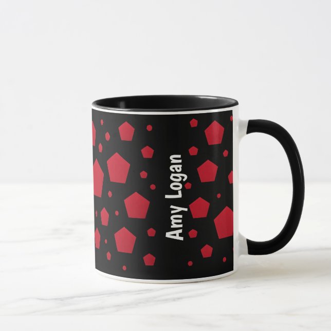Custom Name Red Pentagon Holiday Coffee Mug (Right)