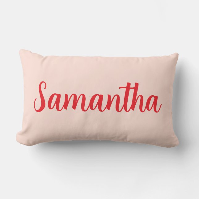 Custom Name red  – Personalized  Lumbar Pillow (Front)