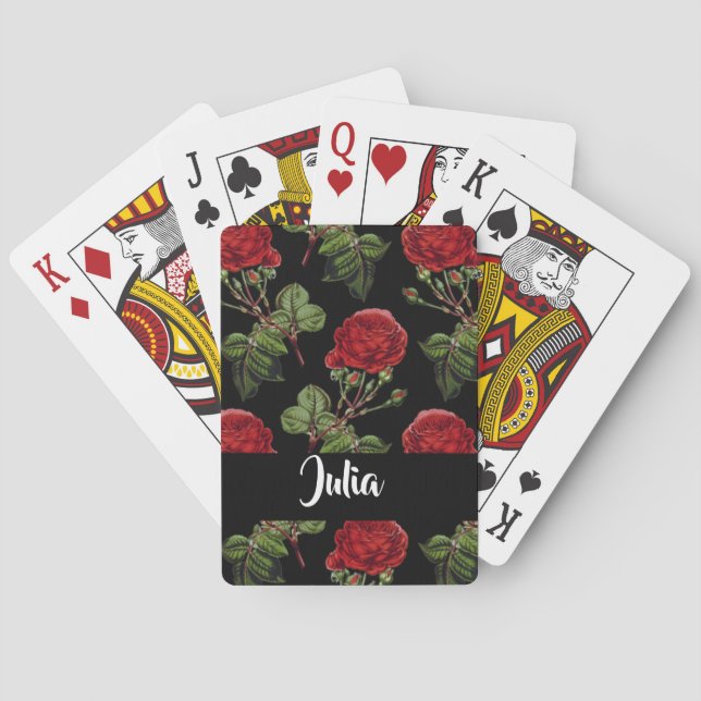 Custom name red roses playing cards (Back)