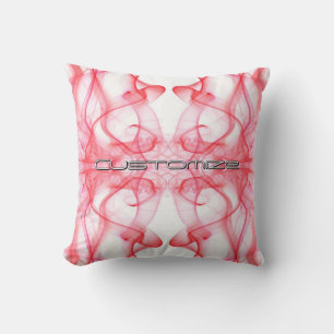 Custom Name Red Smoke Symmetrical White Throw Pillow