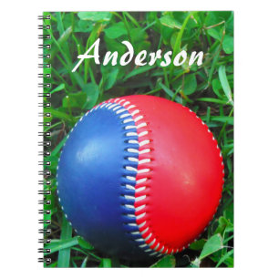 custom Name Red White & Blue Baseball Notebook