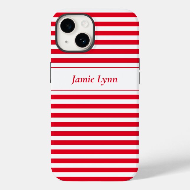 Custom Name Red/White Stripes  Case-Mate iPhone Case (Back)