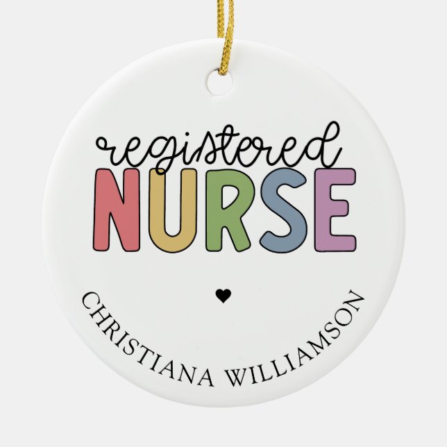 Custom Name Registered Nurse RN Nurse Graduation Ceramic Ornament (Front)