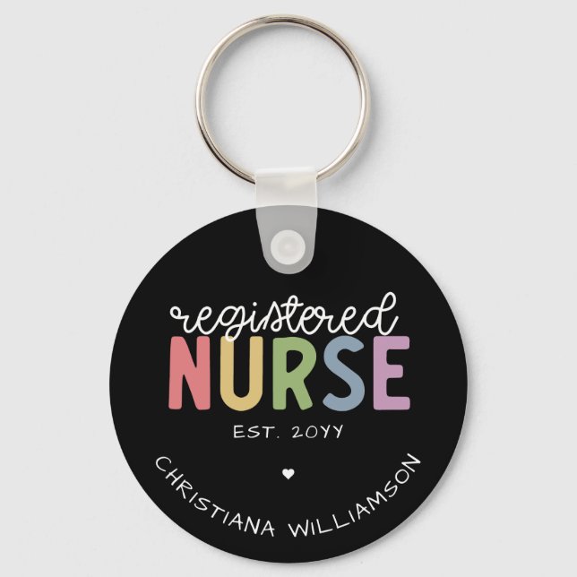 Custom Name Registered Nurse RN Nurse Graduation Keychain (Front)