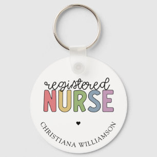 Custom Name Registered Nurse RN Nurse Graduation Keychain