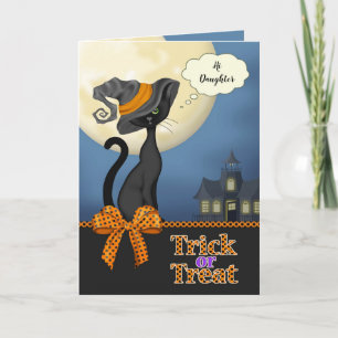 Custom Name/Relation Trick or Treat Black Cat Card
