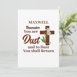 Custom Name Remember You Are Dust | Ash Wednesday Holiday Card