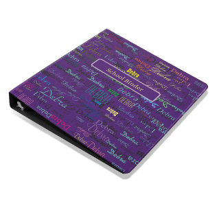 Custom Name Repeated Allover Purple School Binder