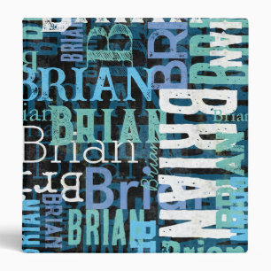 Custom Name Repeated in Shades of Blue Binder