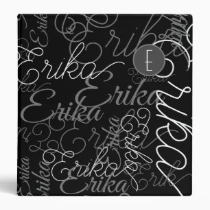 Custom Name Repeated Modern Monogrammed B&W Binder