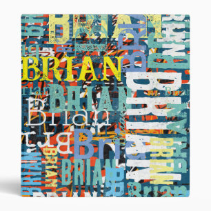 Custom Name Repeated Retro Subway Typography Binder