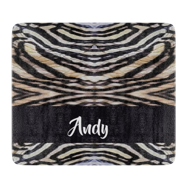 Custom name reptile skin patterned cutting board (Front)