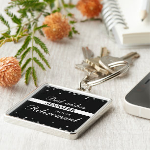 Custom Name, Retirement Congratulations Black Keychain